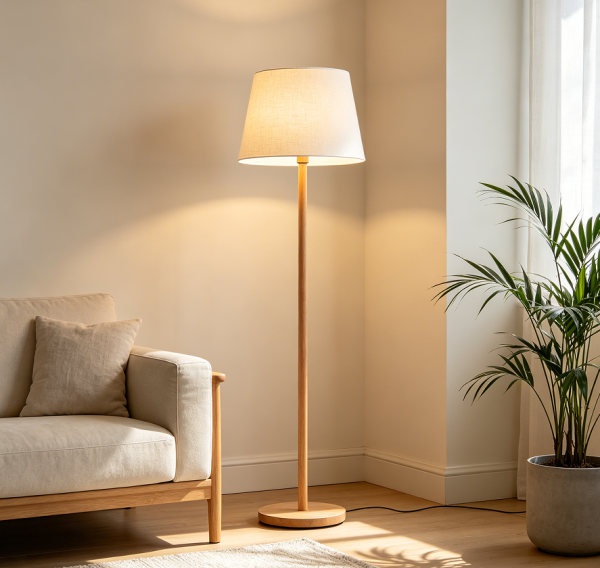Scandinavian Style Fabric Shade Floor Lamp Light