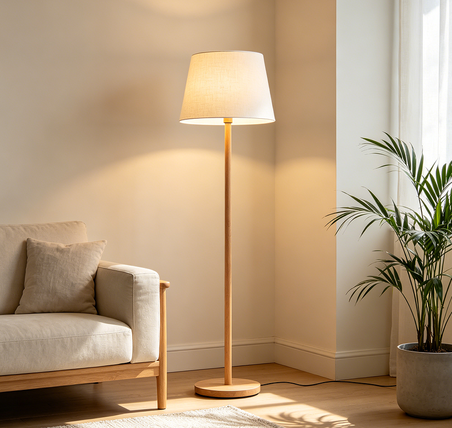Scandinavian Style Fabric Shade Floor Lamp Light